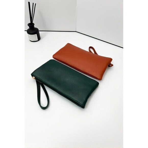 VEGAN LEATHER TRIPLE ZIP WRIST WALLET CLUTCH PURSE - Picture 8 of 8